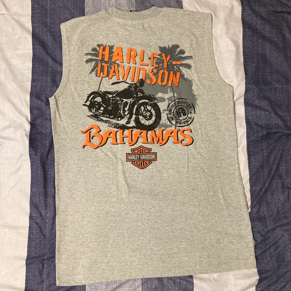 Harley Davidson Mens Sleeveless T Shirt Sz M Bahamas Grey